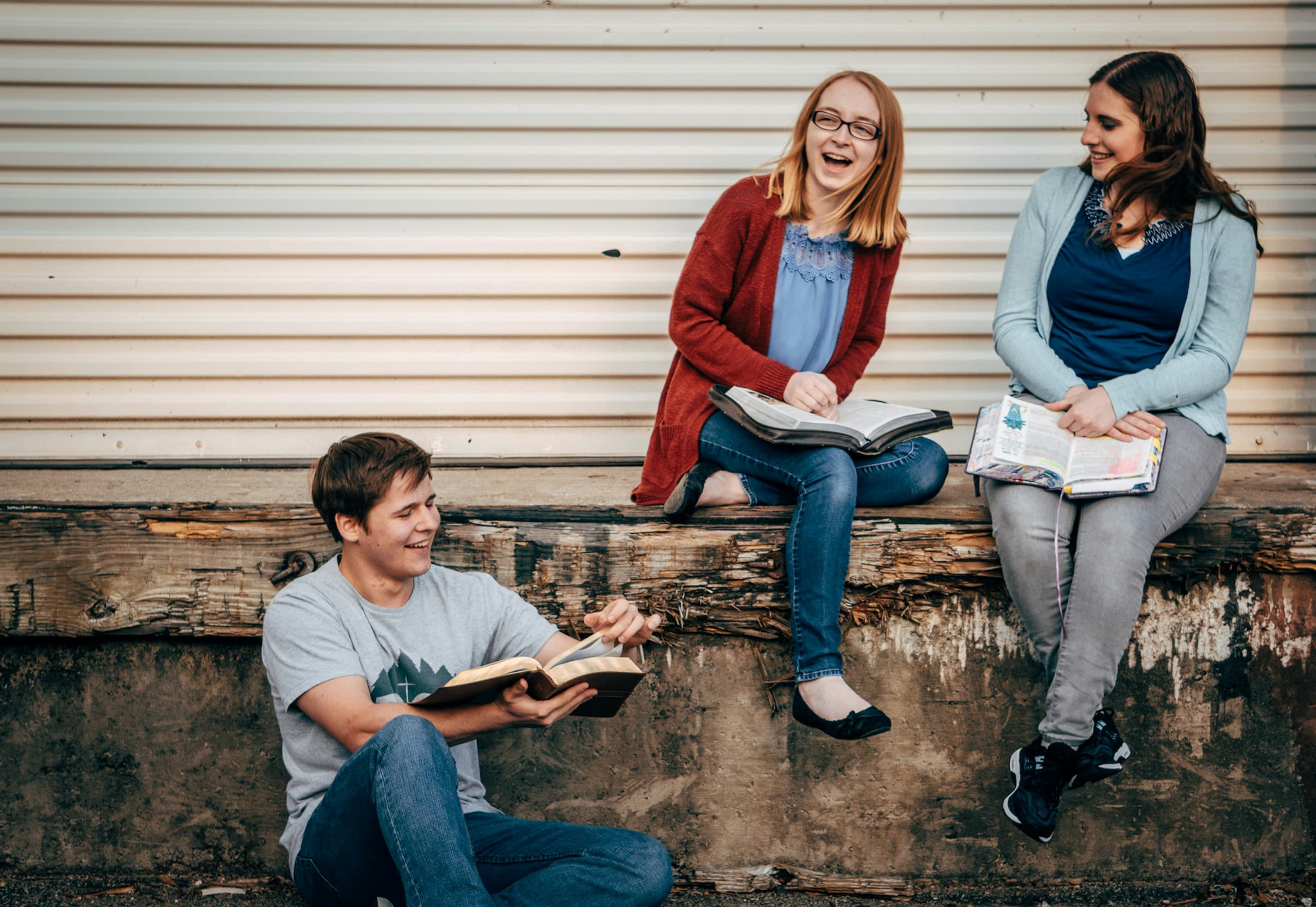 Students with books
